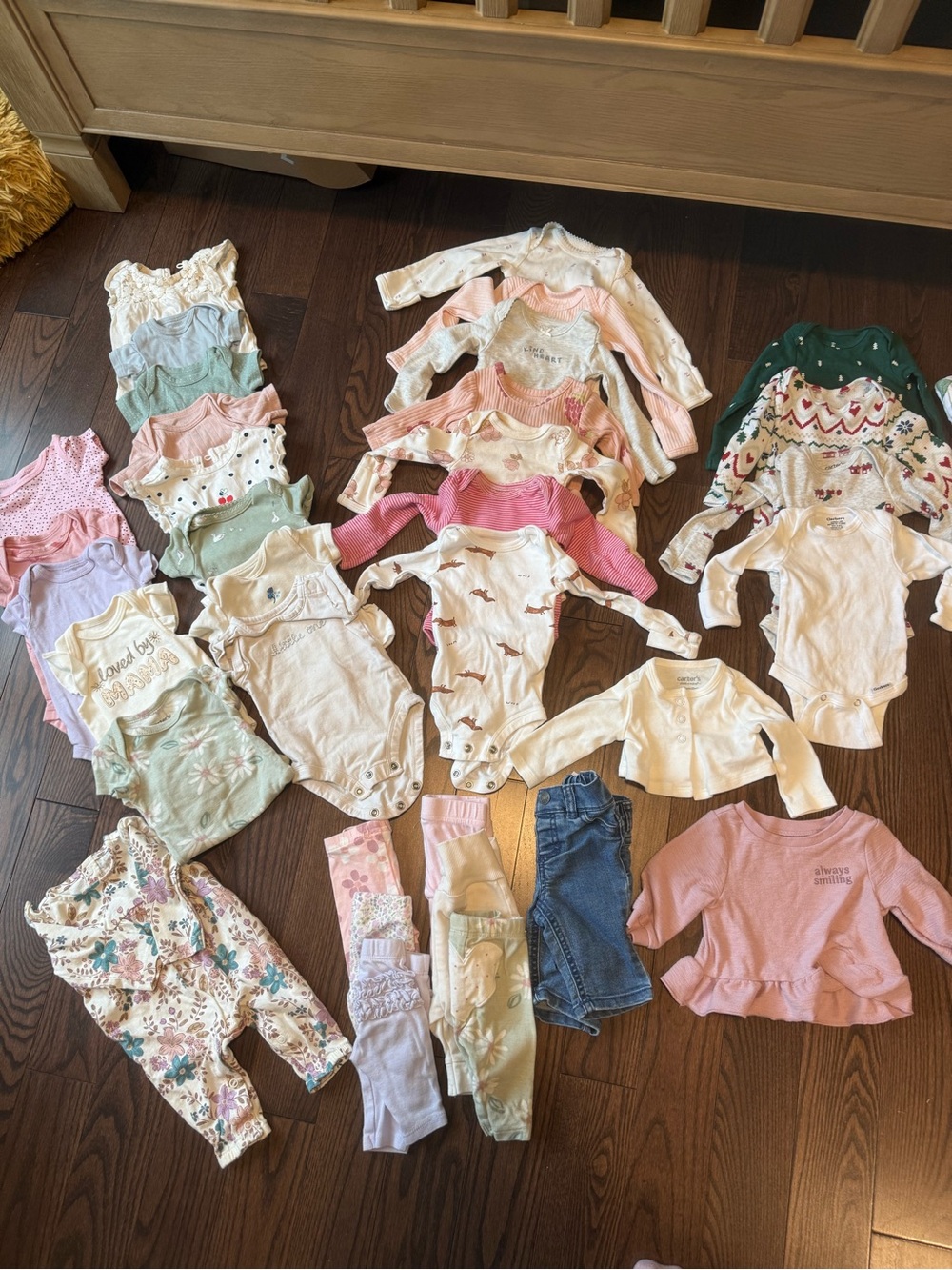 Baby Girl Mixed Outfit Bundle - Pastel Pink, Cream, Green